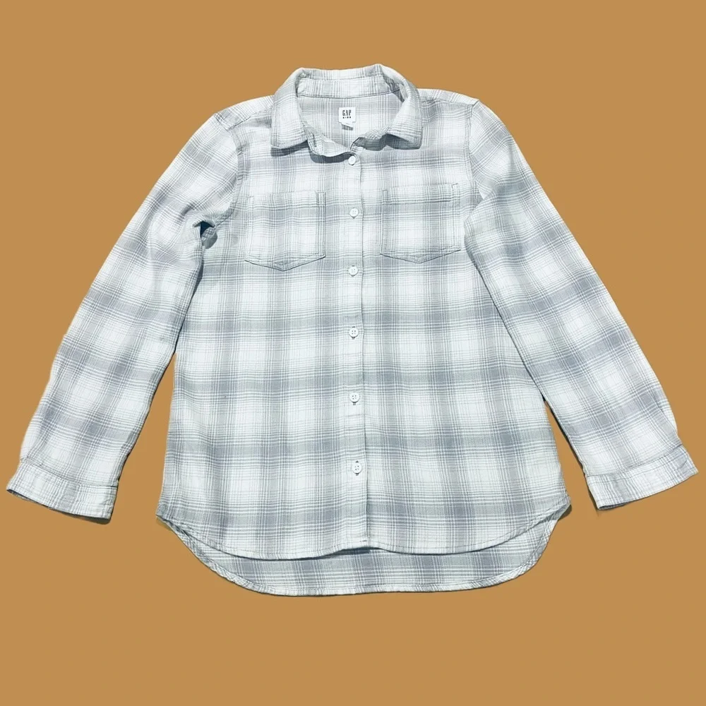 GAP Kids Grey Plaid Flannel Size XXL 14/16